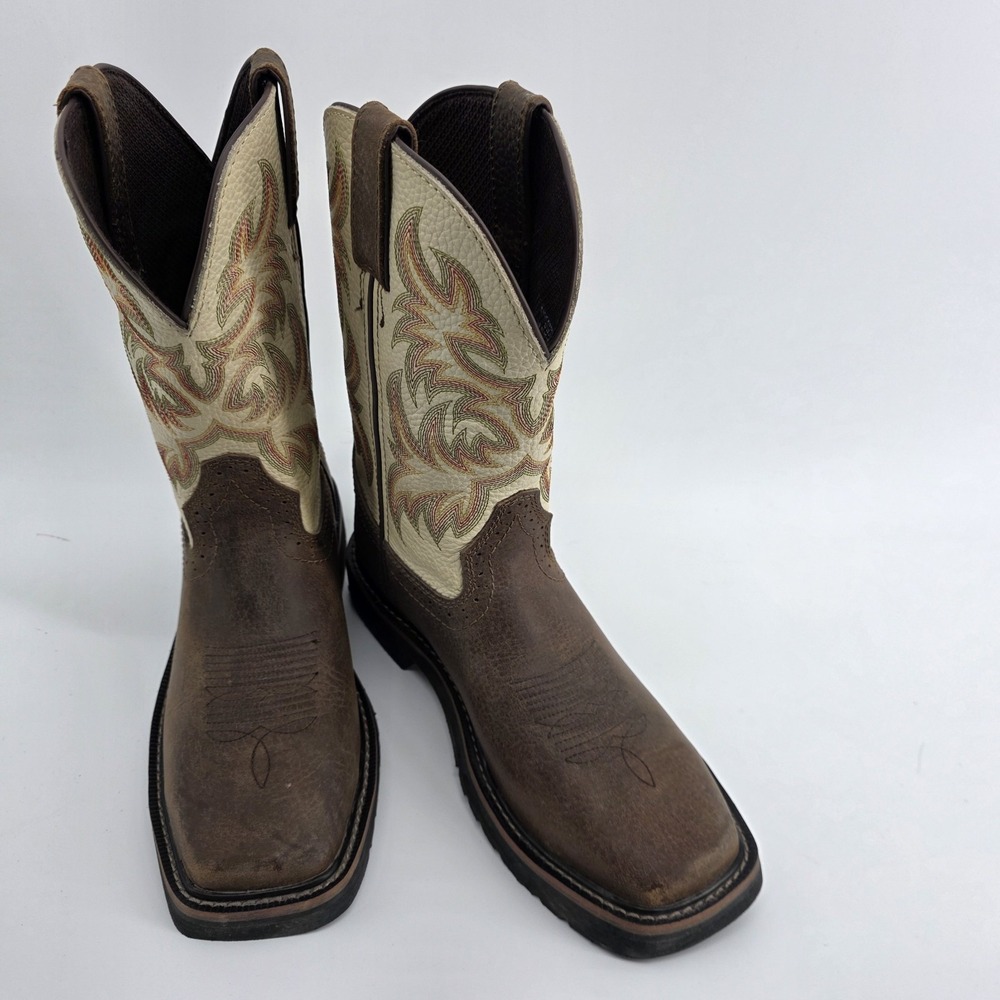 Justin Driller 11" Steel Toe Work Boot Brown Men's Size 8D Western Cowboy - Picture 3 of 9